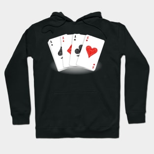 Four aces playing cards Hoodie